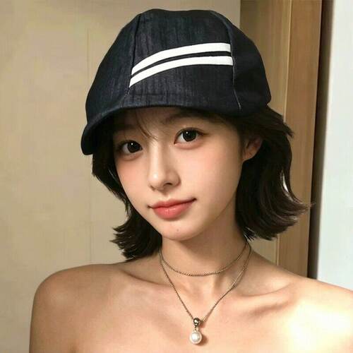 日系条纹夏季轻薄透气显脸小前进