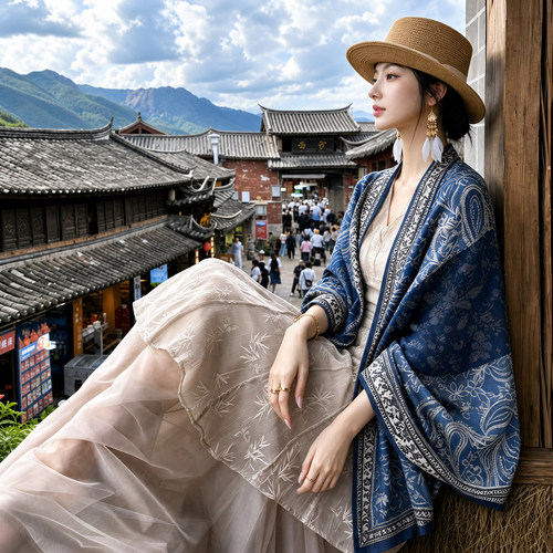 民族风棉麻春夏防晒披肩丝巾