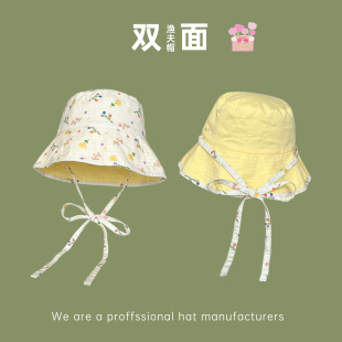 甜美可爱双面带渔夫帽子女款2026新款春夏季防晒帽遮脸盆帽遮阳帽