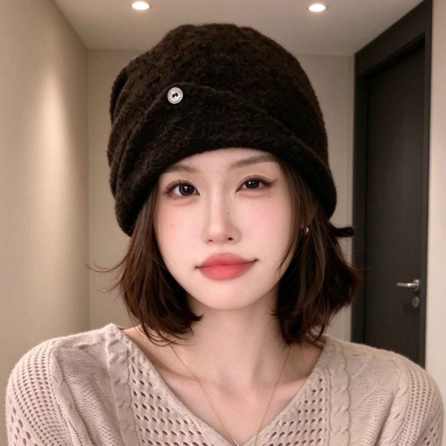 复古保暖护耳堆堆帽女大头围