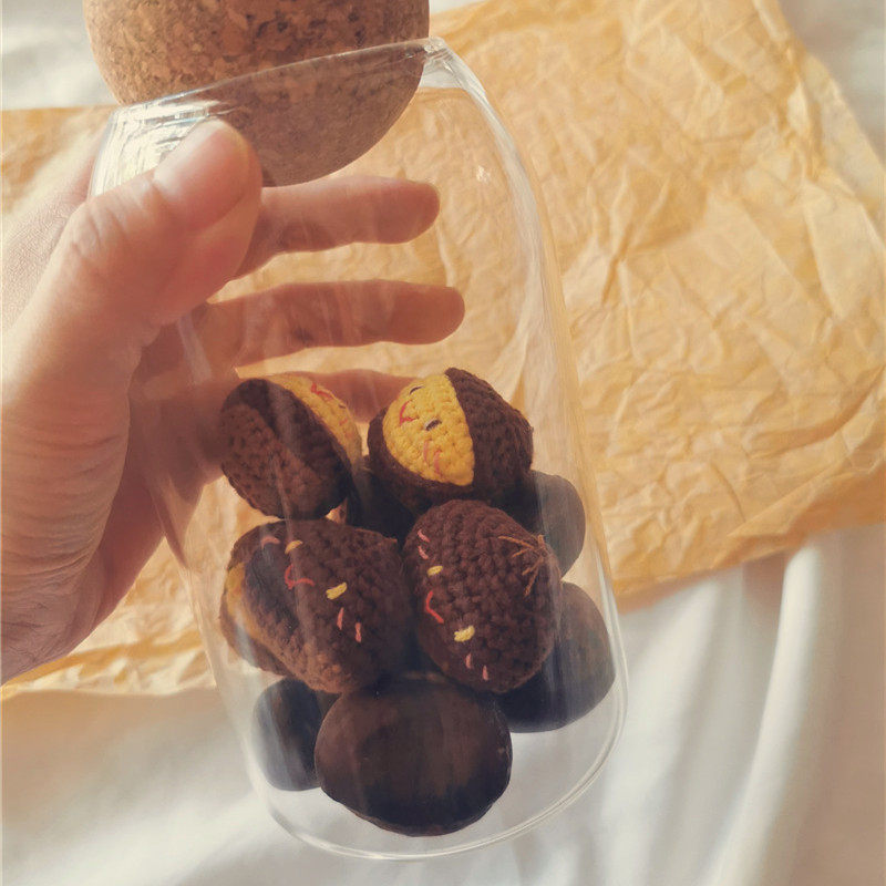 一颗栗子毛线胸针挂件手工编织
