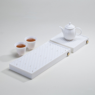 卓见德化白瓷功夫茶具家用简约长方形排水小号茶盘托盘日式干泡台