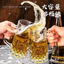 加厚啤酒杯大容量泡茶杯扎啤杯商用批发酒杯玻璃杯子带把 2024新款