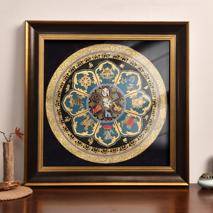 高档实木唐卡相框定制西藏佛像黑金色手工画框装裱民族空框架挂墙