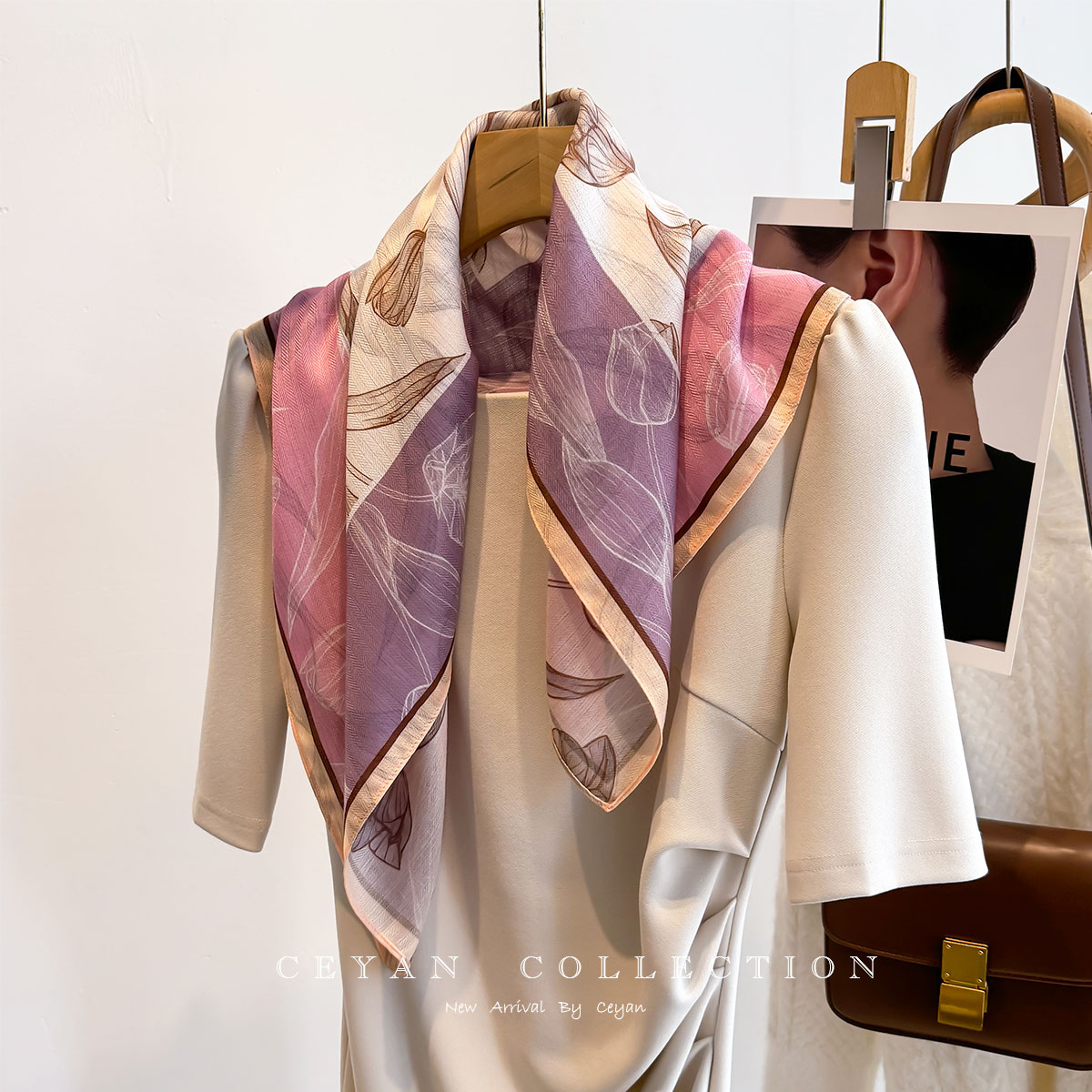 显白粉紫色新款仿丝毛小围巾女多功能春秋高级感丝巾柔软棉麻方巾