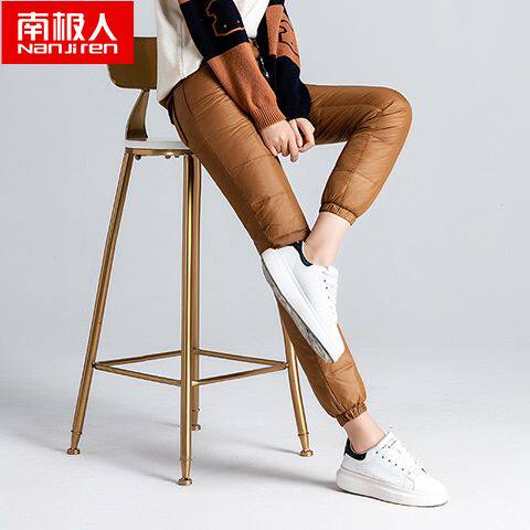 羽绒裤女外穿冬季2023新款高腰修身显瘦加厚情侣保暖棉裤女士小脚