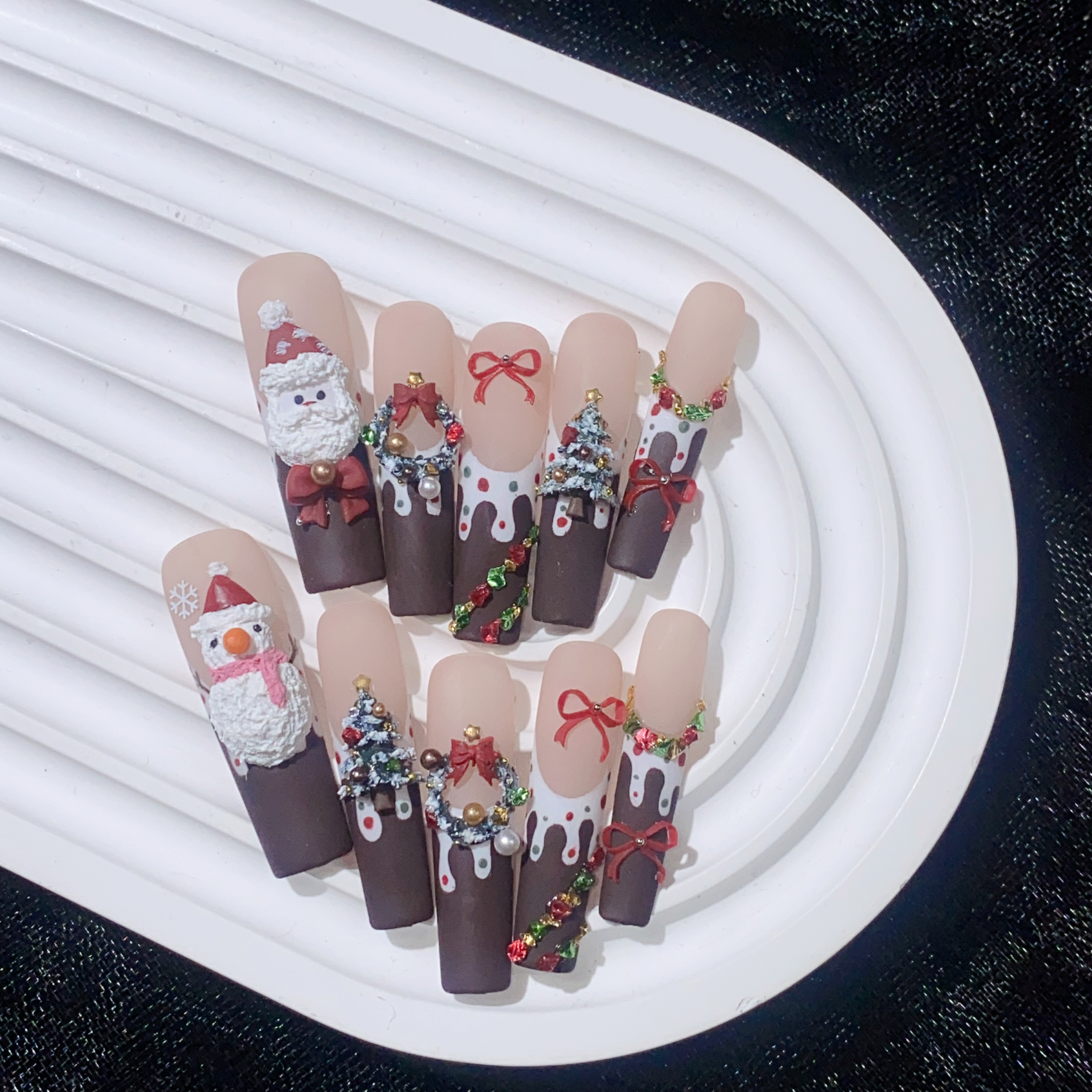 圣诞礼物手工磨砂穿戴甲