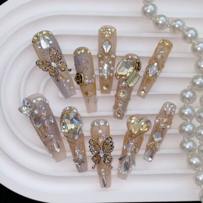 法老宠妃施华洛锆石纯手工穿戴甲