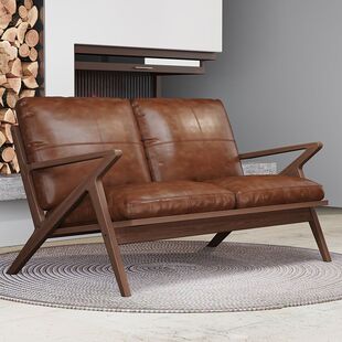 真皮沙发北欧全实木双人位沙发椅简约轻奢客厅书房小户型懒人沙发