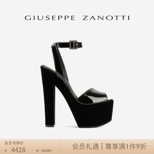 高跟鞋 ZanottiGZ女士漆皮粗跟露趾凉鞋 Giuseppe