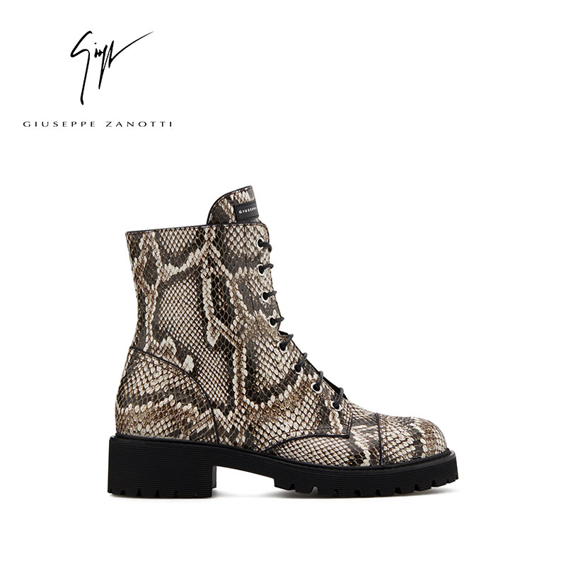 Giuseppe Zanotti GZ女士蟒蛇纹压花骑士靴短靴