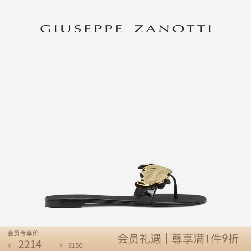 Giuseppe ZanottiGZ女士简约羽翼饰件平底凉鞋拖鞋