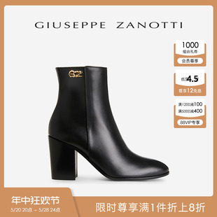 Giuseppe ZanottiGZ女士中筒粗跟及踝靴弹力靴高跟短靴