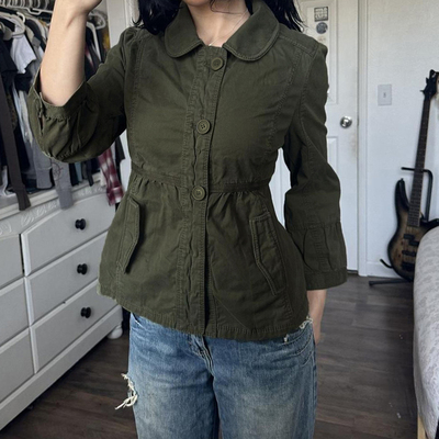 美式复古口袋拼接翻领工装外套