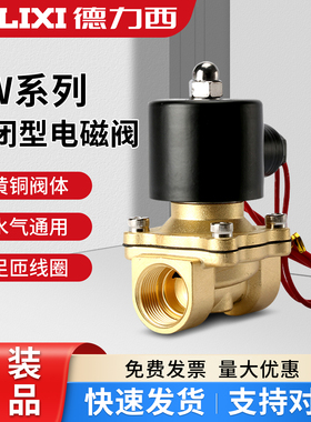 德力西电磁阀水阀气阀常闭电磁开关阀2W控制阀220V水管放水阀6分