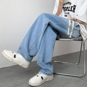 牛仔裤男韩版高街渐变色个性2025夏季新款直筒裤1 BK340-P50图片