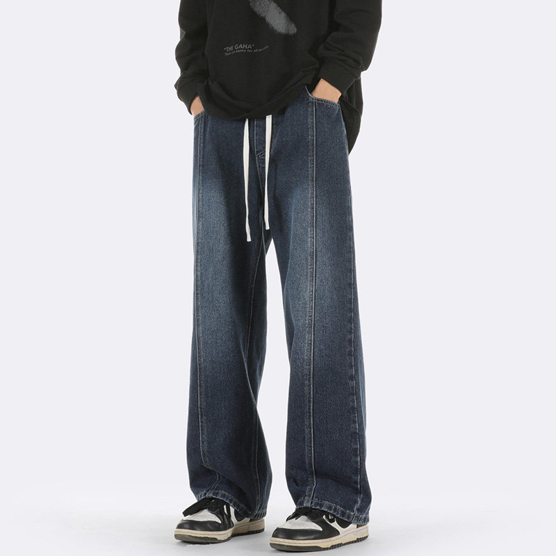 现货~~复古高街美式百搭阔腿宽松直筒牛仔裤1BK420-P50控78，男装牛仔裤，星座515