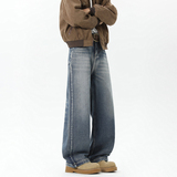 春季美式做旧复古水洗宽松直筒牛仔裤4BK560-P55控78，男装牛仔裤，星座515