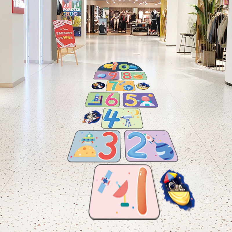 学校幼儿园跳房子可移除游戏方格数字地贴儿童房游戏卡通装饰贴纸