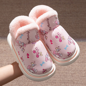 女童棉拖鞋冬季包跟新款厚底防滑室内防水面加绒保暖儿童棉拖鞋女