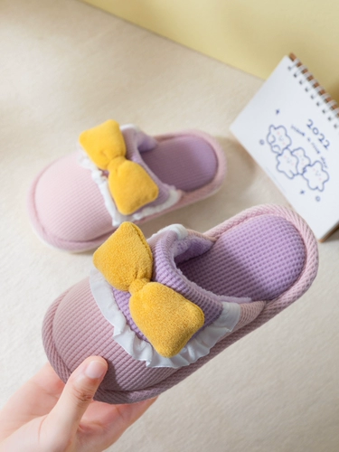 Детские тапочки, милая детская удерживающая тепло нескользящая демисезонная обувь для принцессы, мягкая подошва
