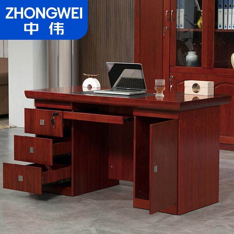 中伟(ZHONGWEI)职员桌办公桌经理桌单人写字台工人桌油漆贴木皮