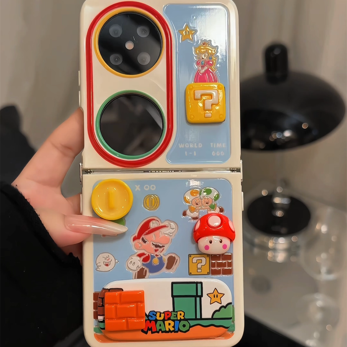 ins风可爱适用华为pocket2折叠奶油手机壳新款折叠屏保护套P50POCKET超薄pocketS全包防摔超级马里奥