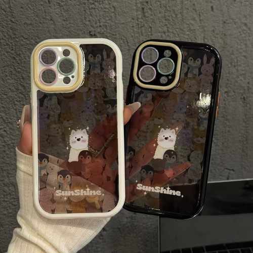玩偶群发光小狗油壳适用苹果17pro手机壳iphone16小米vivo红米k奶油壳保护套30防摔华为mate70