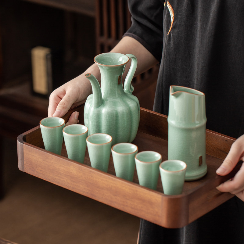 陶瓷酒具套装白酒分酒器家用仿古中式古典清酒蛊酒具小烈酒杯套装