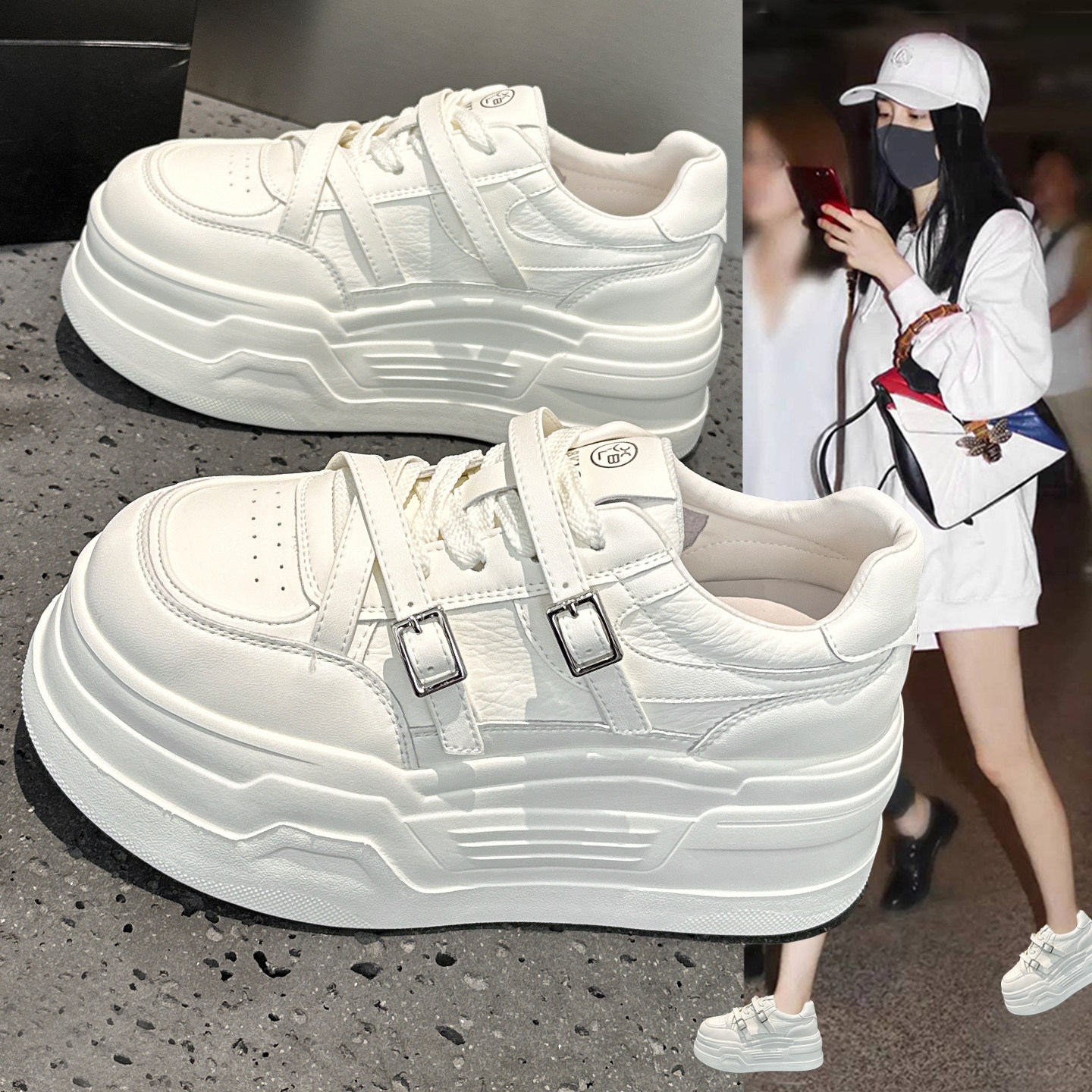 巨好看舒适不累脚小白鞋女2026秋季新款厚底增高轻便运动休闲单鞋