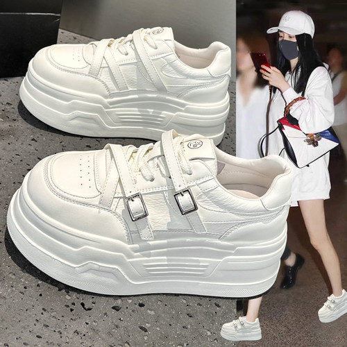 巨好看小白鞋女厚底增高轻便单鞋