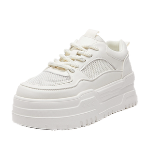 网鞋女透气网面小白鞋2025夏季新款爆款百搭厚底增高运动休闲板鞋