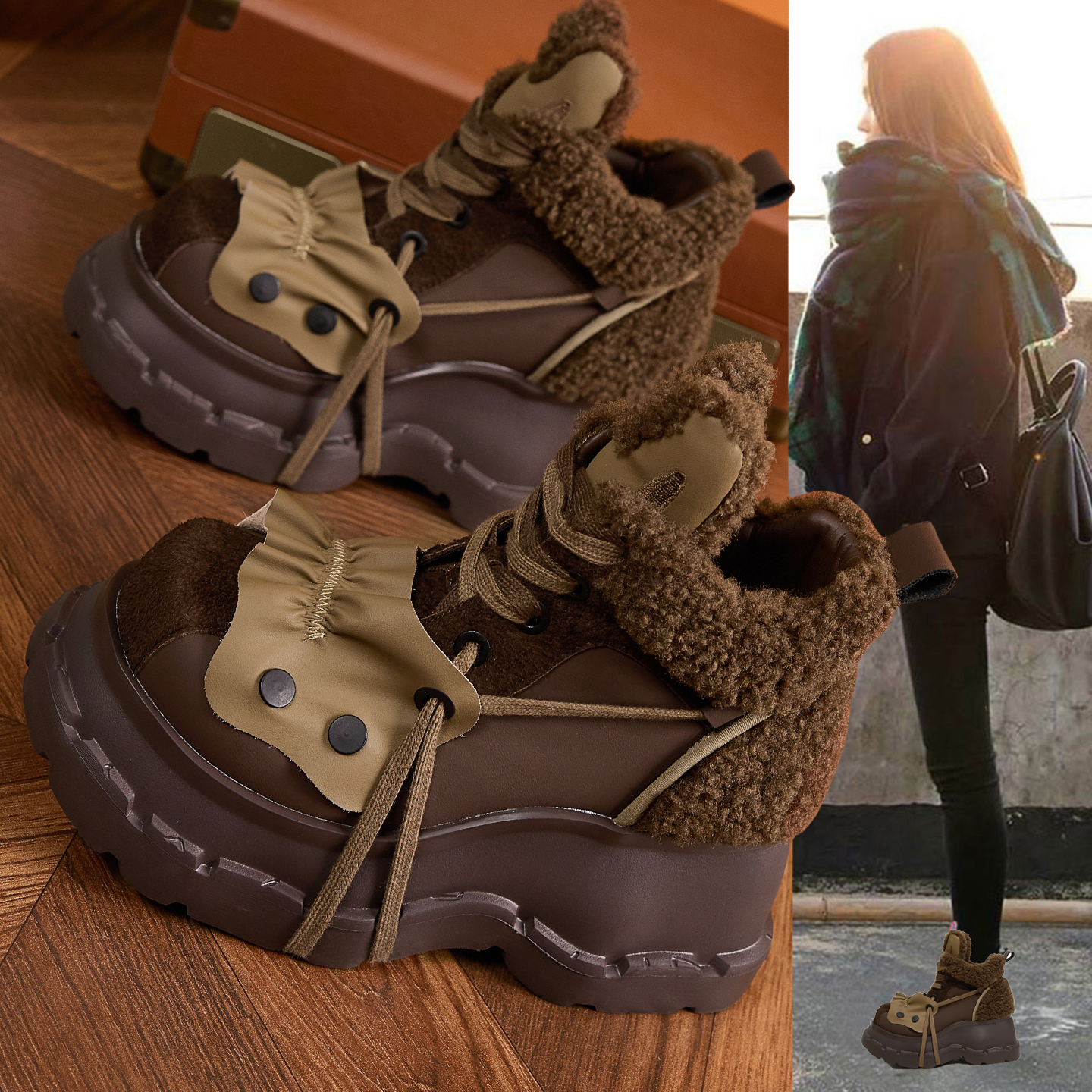 复古保暖雪地靴女厚底加绒高帮鞋