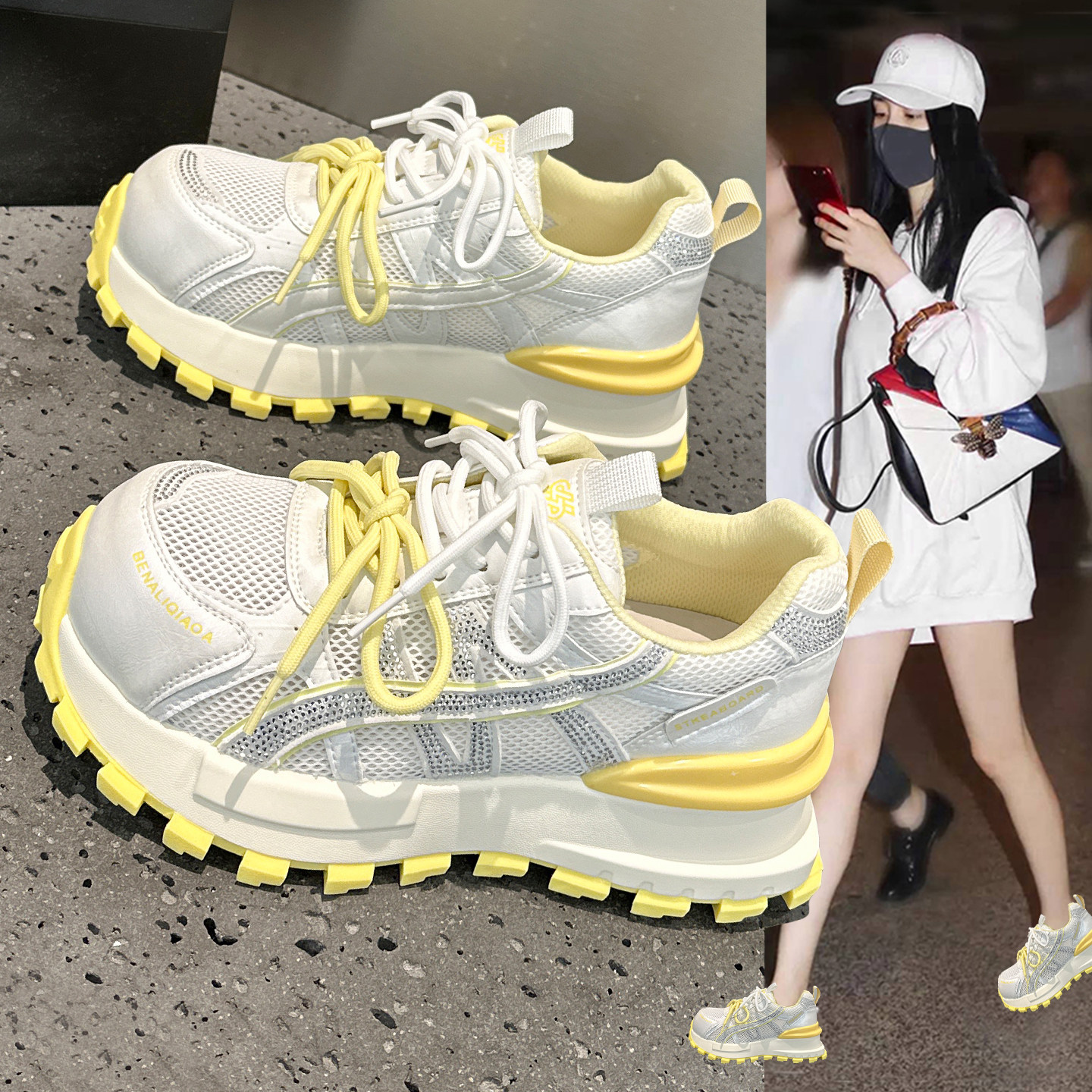 夏季显脚小超火老爹鞋女2026新款爆款透气网面运动休闲阿甘德训鞋