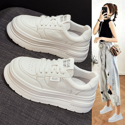 超火真皮小白鞋女厚底轻便休闲鞋