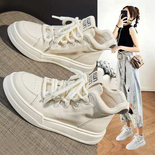 平底高帮鞋女超火小白鞋软底板鞋
