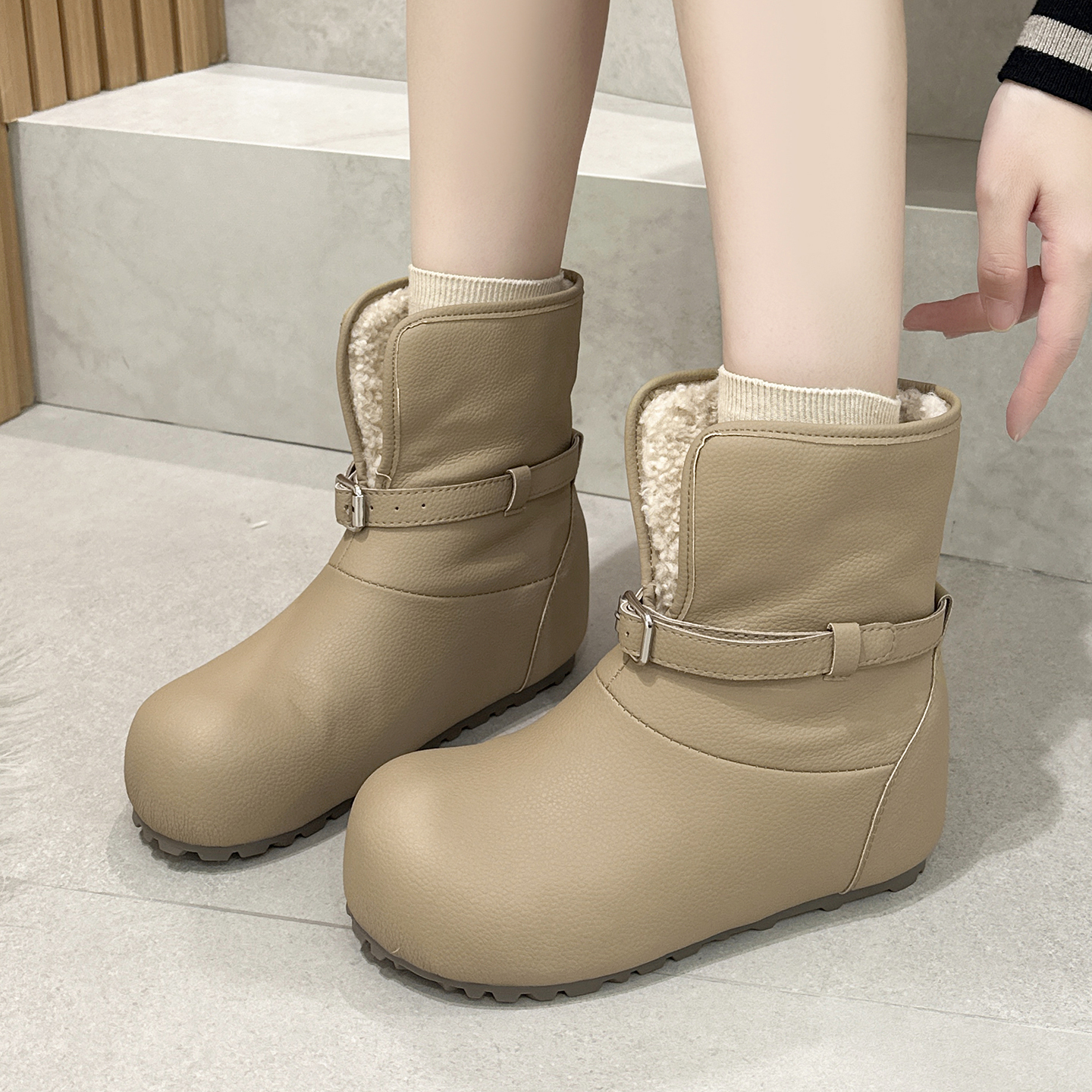 防水保暖雪地靴内增高大棉勃肯鞋