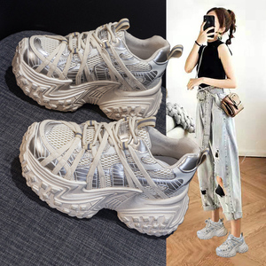 欧洲站复古内增高老爹鞋女2024秋季新款爆款厚底小个子运动休闲鞋