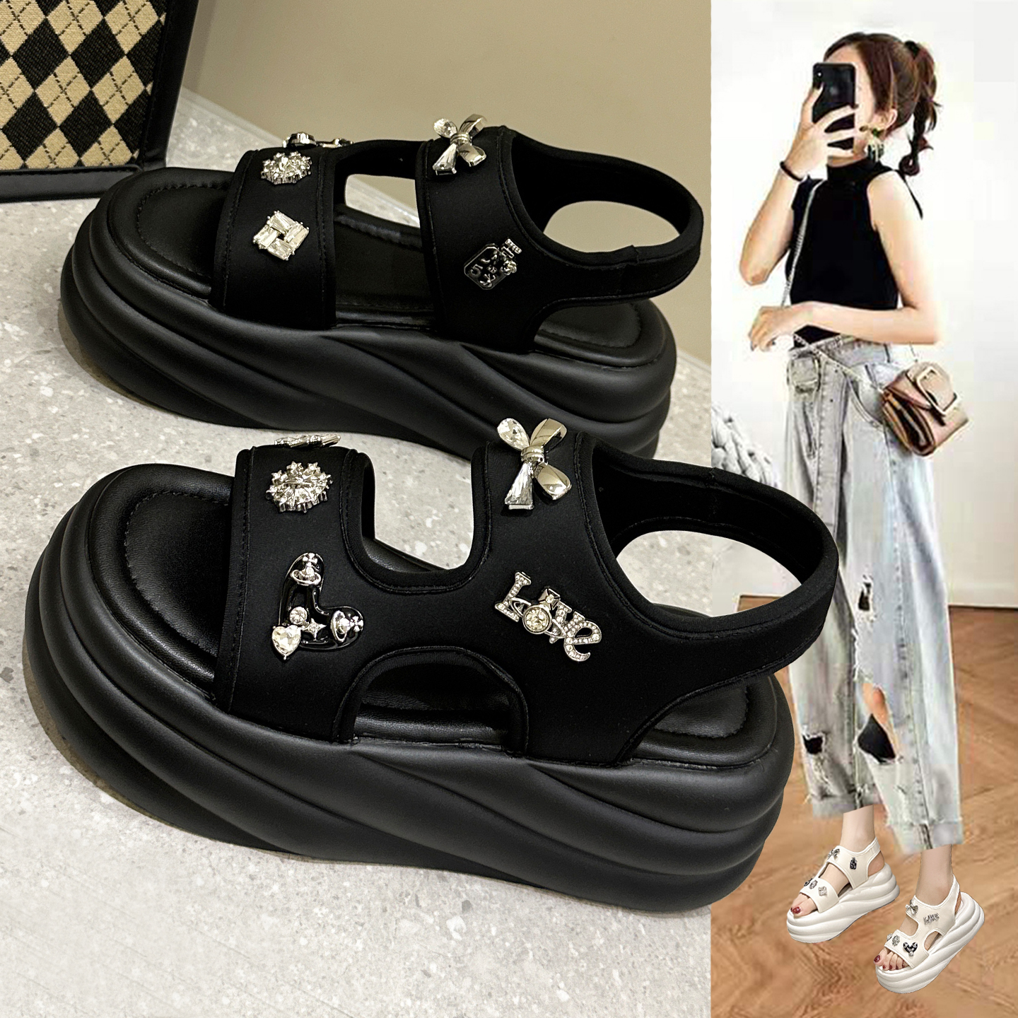 厚底松糕运动凉鞋外穿时尚沙滩鞋