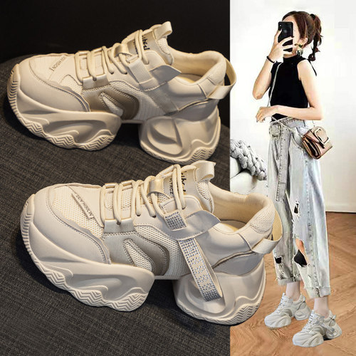 显脚小老爹鞋女厚底透气运动鞋子