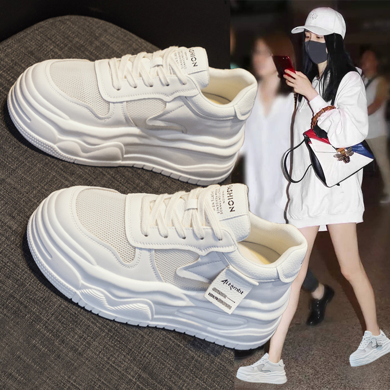 网面透气小白鞋厚底休闲运动板鞋