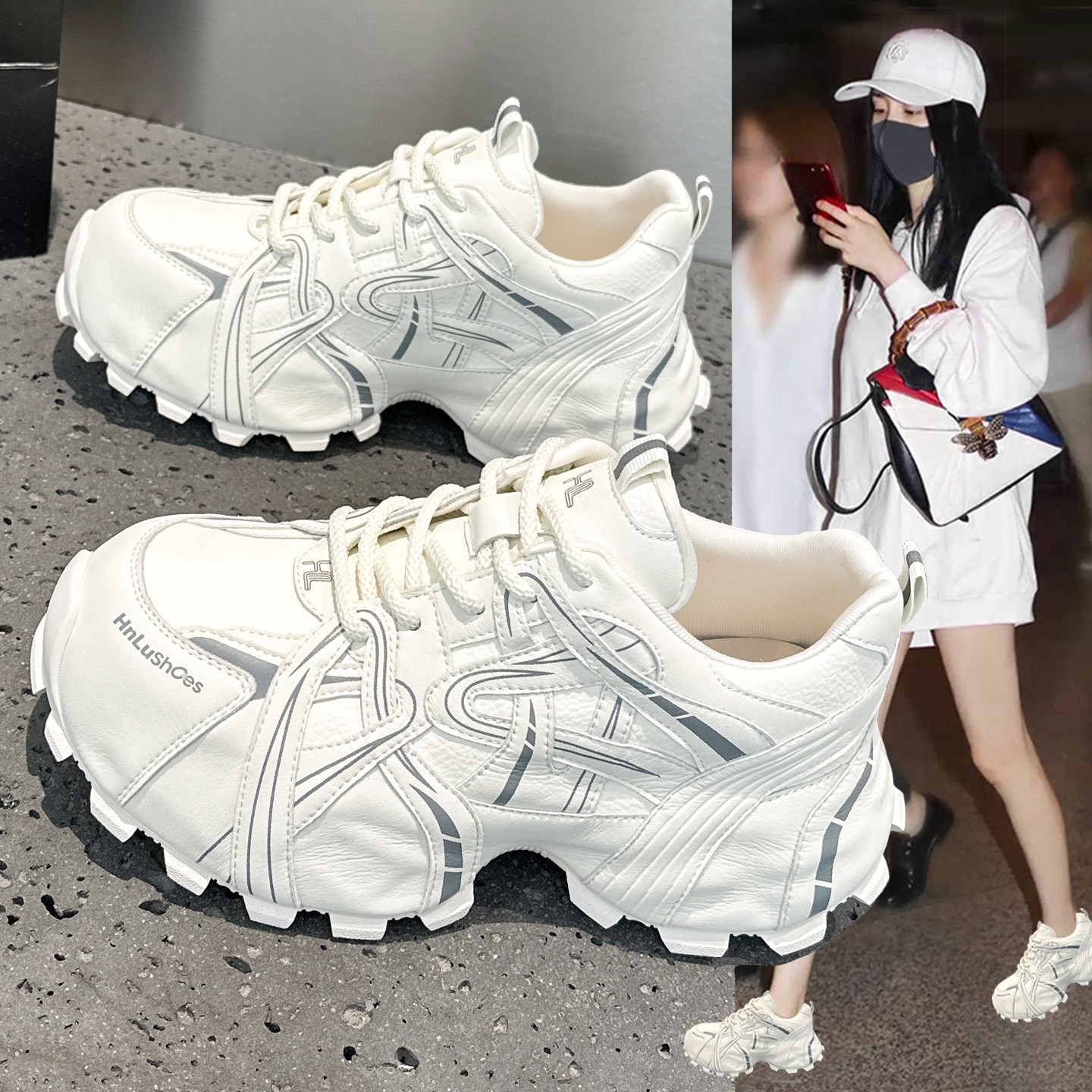 超火软底老爹鞋女鞋2026早春新款爆款洋气厚底增高运动休闲小白鞋