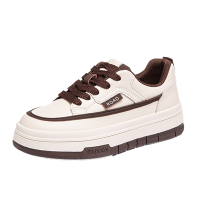 真皮小白鞋女厚底休闲运动面包鞋