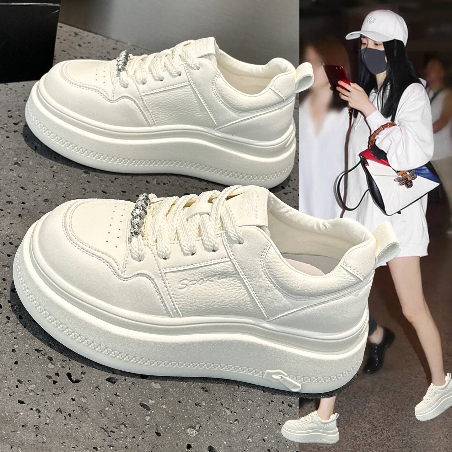 百搭超火软底小白鞋女鞋2026春季新款爆款厚底轻便巨好看休闲板鞋