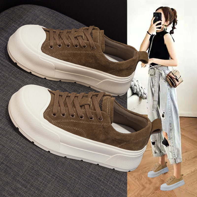 复古真皮板鞋厚底休闲超火小白鞋