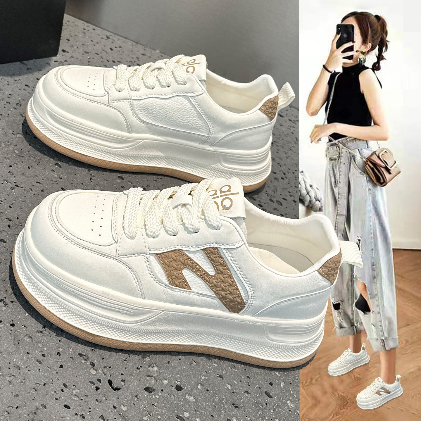 超火软底小白鞋女款鞋子2026秋季新款时尚不累脚厚底轻便休闲板鞋