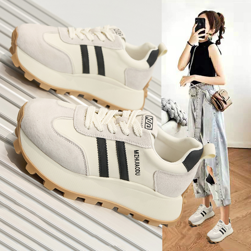 真皮阿甘鞋厚底内增高小码老爹鞋