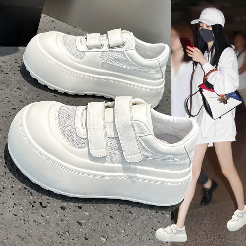 大头透气网面小白鞋女厚底面包鞋