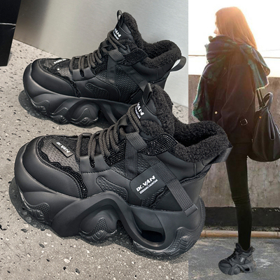 冬季加绒高帮大棉鞋女厚底老爹鞋