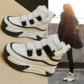 加绒加厚厚底内增高高帮运动老爹鞋 皮毛一体雪地靴女2023冬季 新款